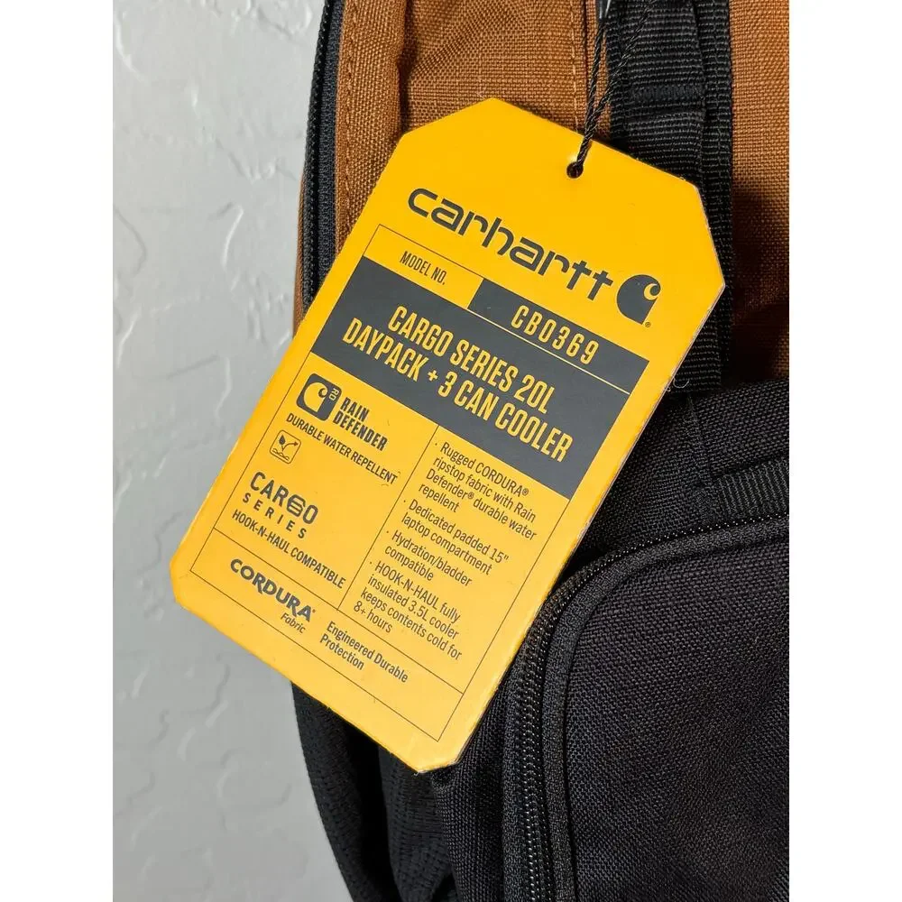 New! Carhartt Cargo Series 20L Daypack 3 Can Cooler Backpack Brown CB0369